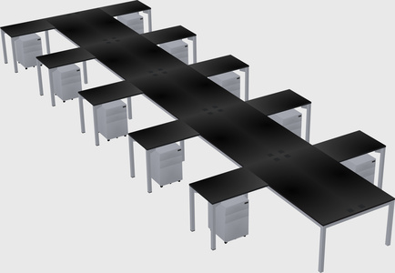 Shared l-shaped desk