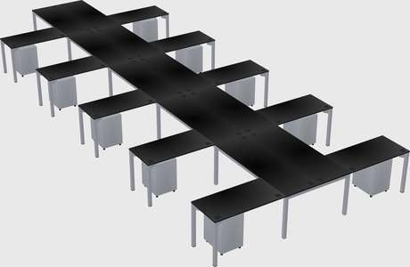 Shared l-shaped desk