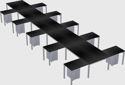 Shared l-shaped desk