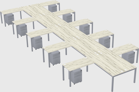Shared l-shaped desk