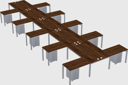 Shared l-shaped desk