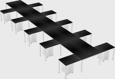Shared l-shaped desk