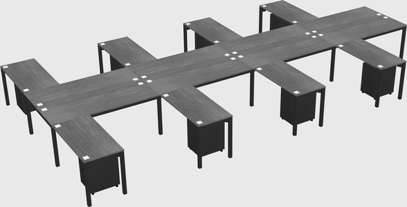 Shared l-shaped desk
