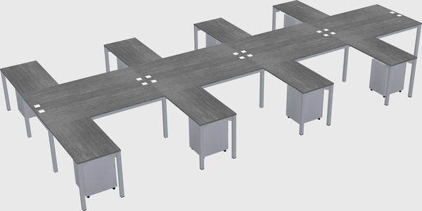 Shared l-shaped desk