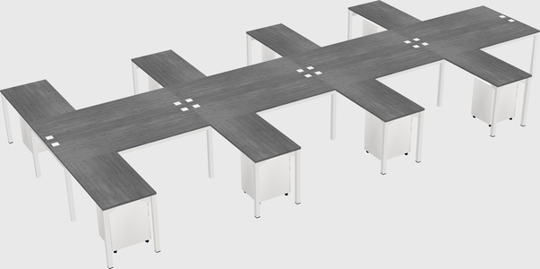 Shared l-shaped desk