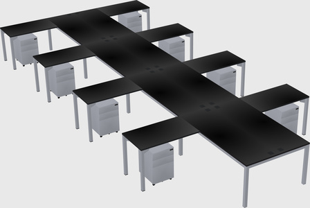 Shared l-shaped desk