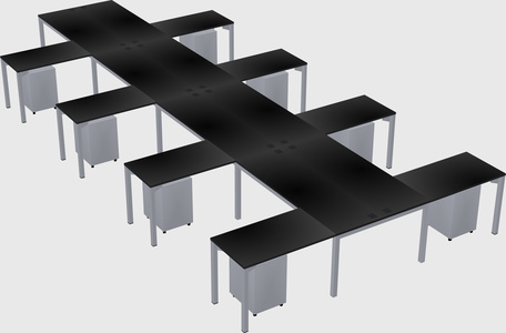 Shared l-shaped desk