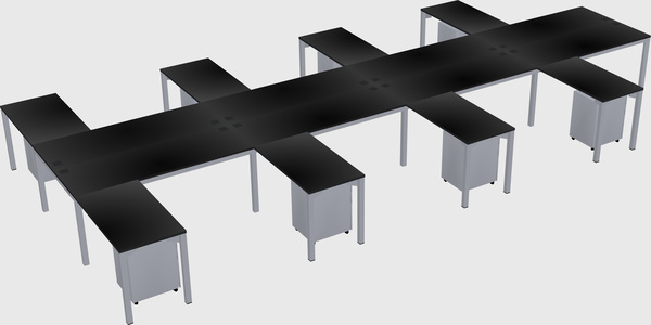 Shared l-shaped desk