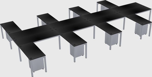 Shared l-shaped desk