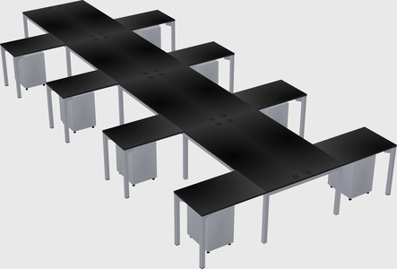 Shared l-shaped desk