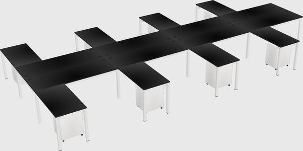 Shared l-shaped desk