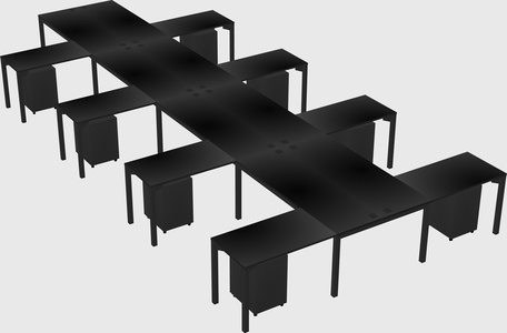 Shared l-shaped desk