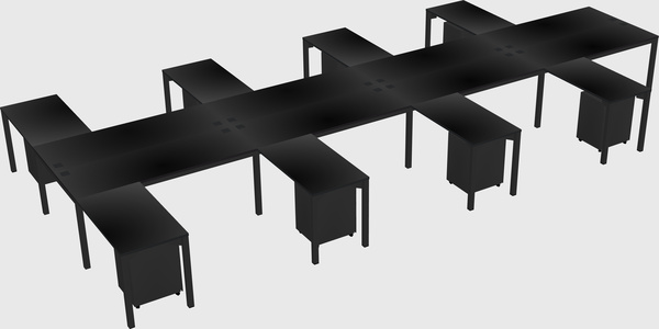 Shared l-shaped desk