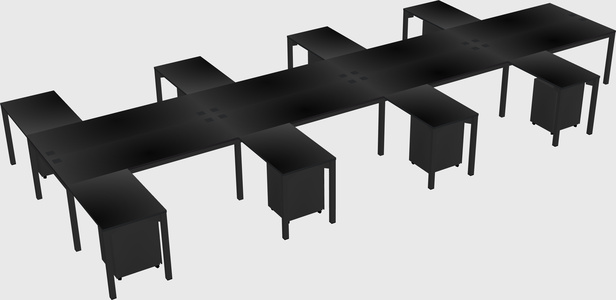 Shared l-shaped desk