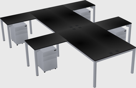 Shared l-shaped desk