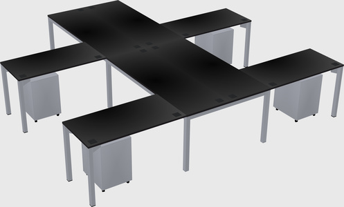 Shared l-shaped desk