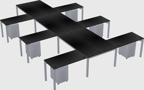 Shared l-shaped desk