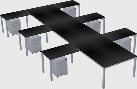 Shared l-shaped desk