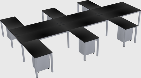 Shared l-shaped desk