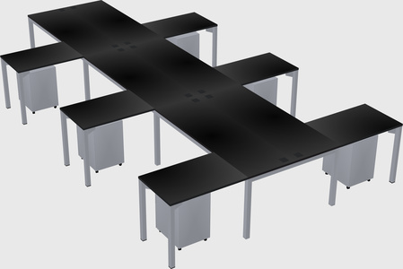 Shared l-shaped desk