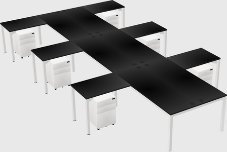Shared l-shaped desk