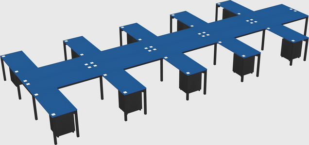 Shared l-shaped desk