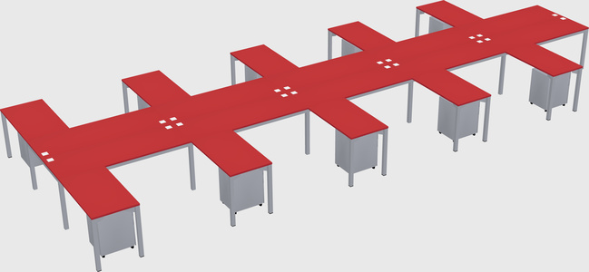 Shared l-shaped desk