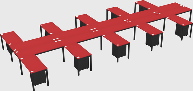 Shared l-shaped desk