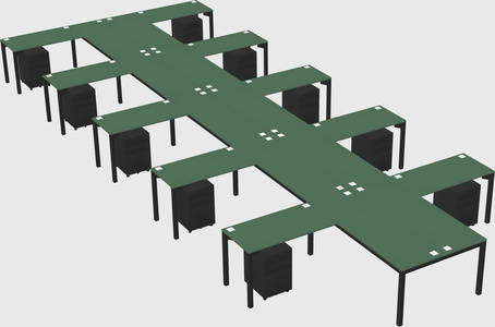 Shared l-shaped desk
