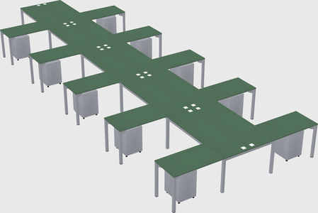 Shared l-shaped desk