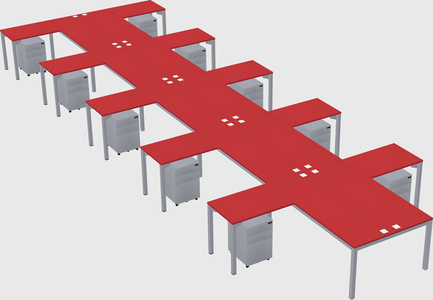 Shared l-shaped desk