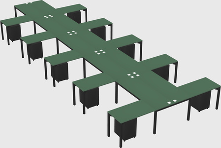 Shared l-shaped desk