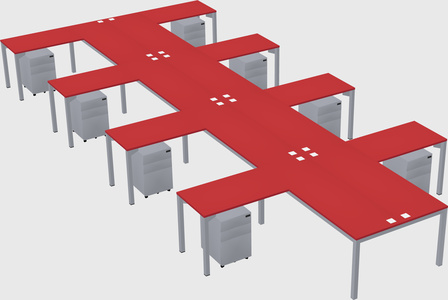 Shared l-shaped desk