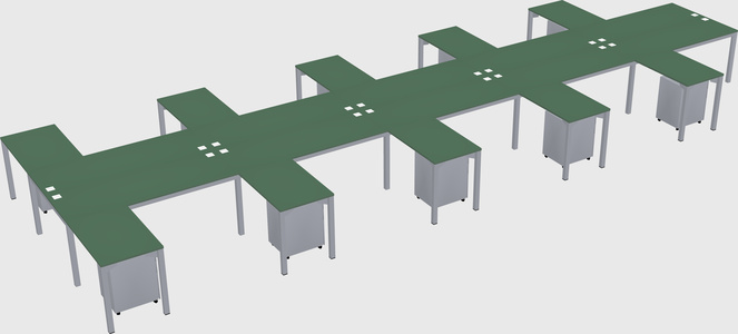 Shared l-shaped desk