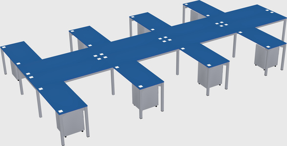 Shared l-shaped desk