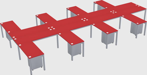 Shared l-shaped desk