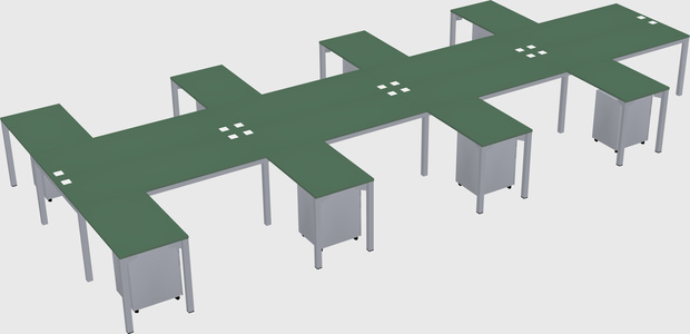 Shared l-shaped desk
