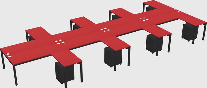 Shared l-shaped desk