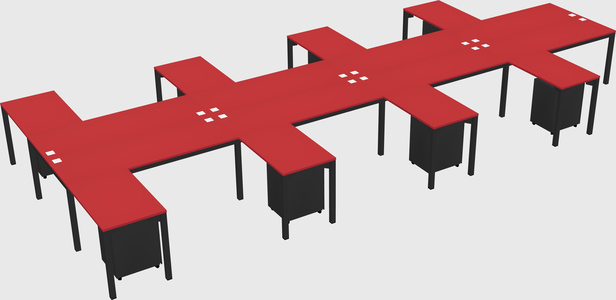Shared l-shaped desk
