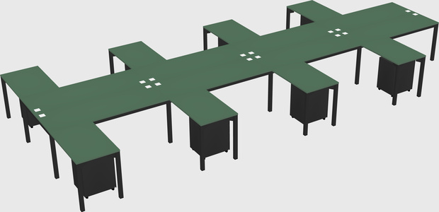 Shared l-shaped desk