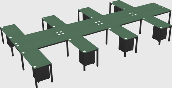 Shared l-shaped desk