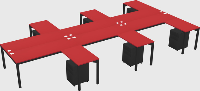 Shared l-shaped desk