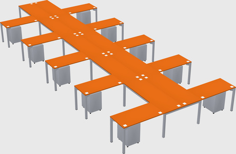 Shared l-shaped desk