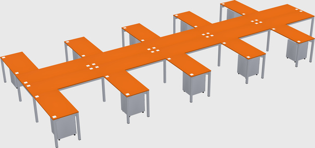 Shared l-shaped desk