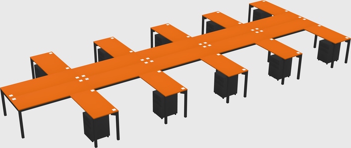 Shared l-shaped desk