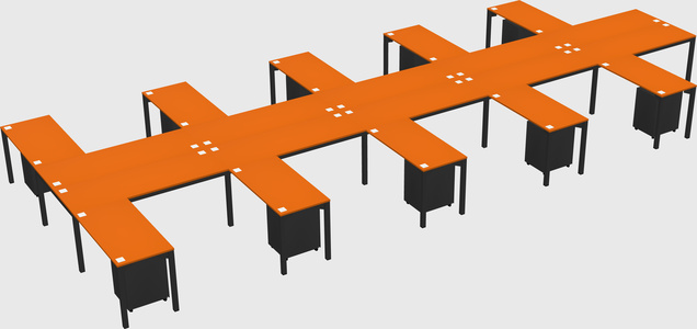 Shared l-shaped desk