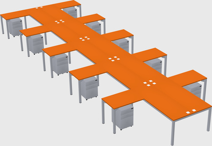 Shared l-shaped desk