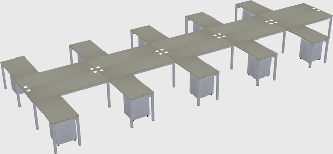 Shared l-shaped desk