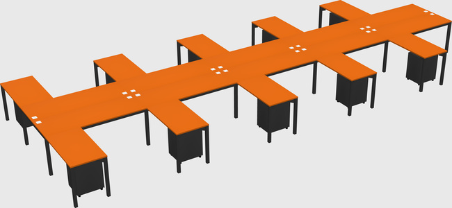 Shared l-shaped desk