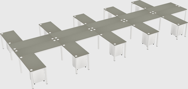 Shared l-shaped desk